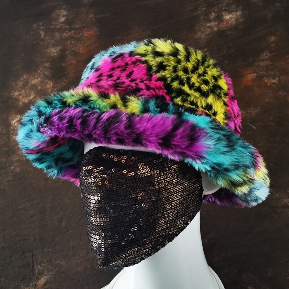 Rainbow Leopard Fur Bucket Hat